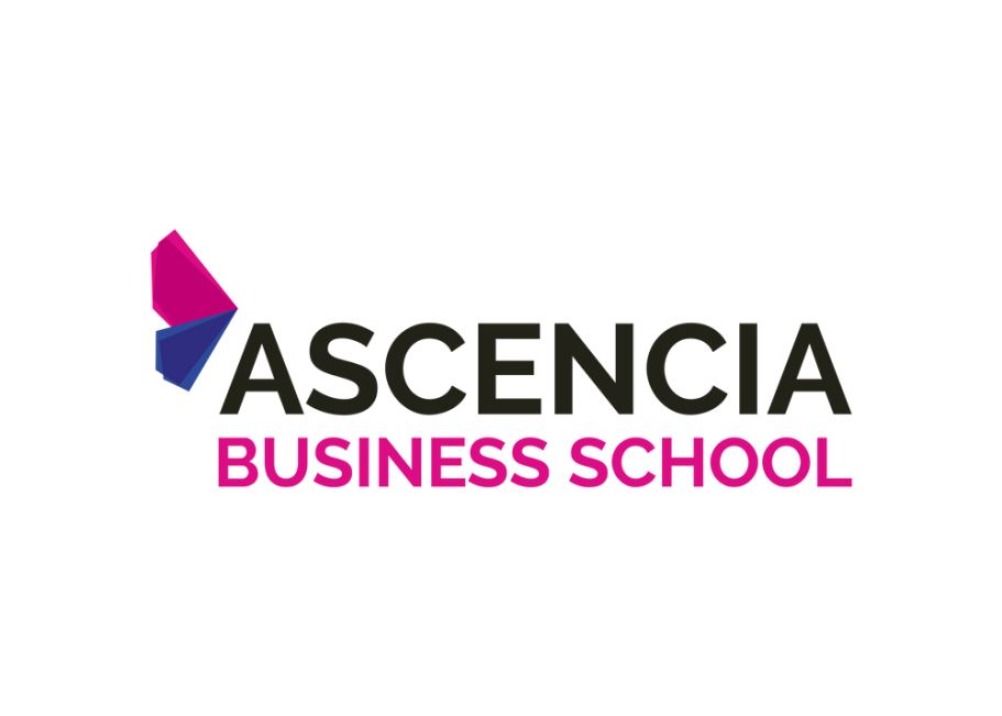 Logo d'Ascencia Business School avec des éléments graphiques colorés et le nom.